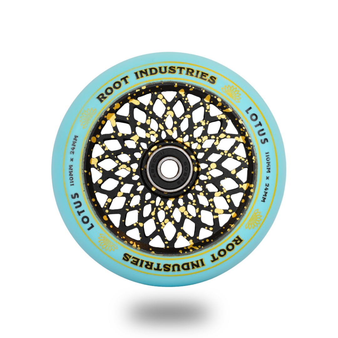 Lotus 110mm Wheels - Blue/Gold Splatter